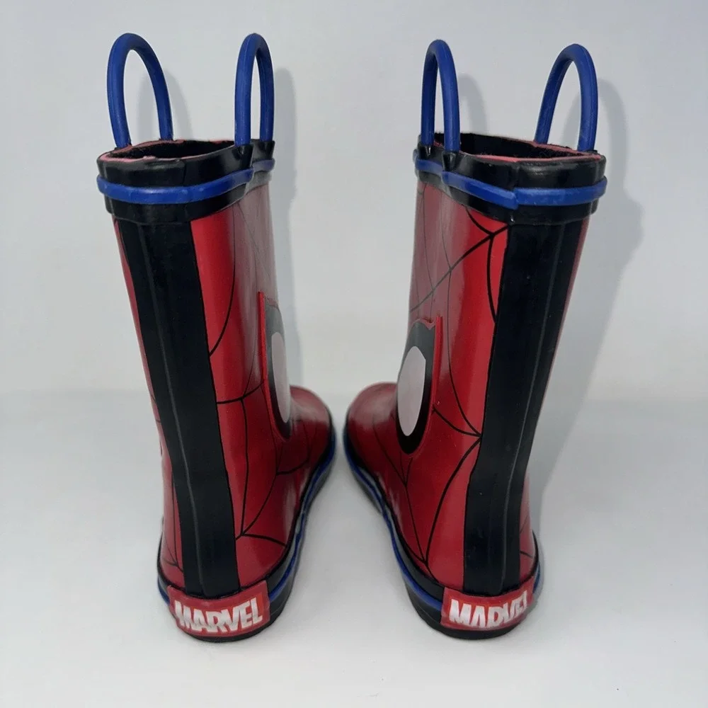 Marvel Spiderman Web Eyes‎ red Blue Rimmed Rain boots Kids Size 9/10